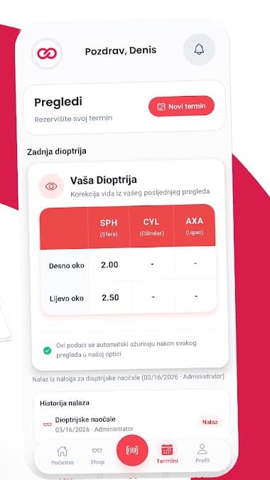 Prikaz Optika aplikacije 1